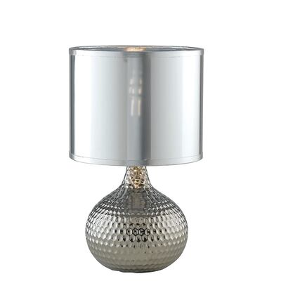 Lampada tavolo base argento 35cm adatta a salotto, comodino, com&ograve; 42663 LUCI