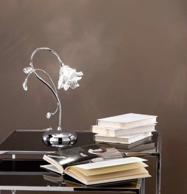 Lampada da tavolo destra o sinistra cromo con diffusore floreale e gocce colorate  44870