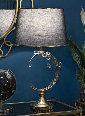 Lampada elegance grande con cerchi oro cappello nero 36x65  44020