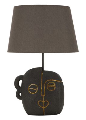 Lampada etnica scura in resina e metallo d.30,5x46  42245