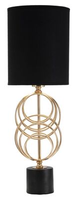 Lampada da tavolo intreccio cerchi oro paralume nero 20x58,5cm  40818