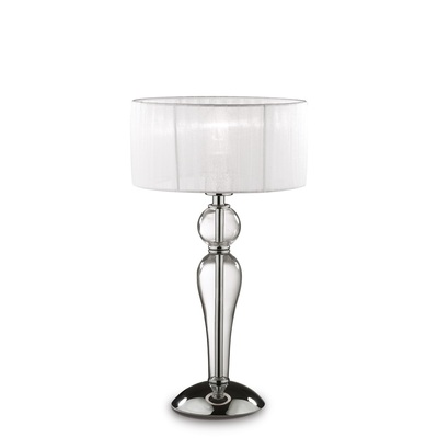Lampada sinuosa meraviglia in vetro soffiato paralume plisse organza DUCHESSA TL1 SMALL IDEAL LUX