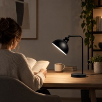 Lampada da tavolo nera diffusore inclinabile a piccola cupola  45562