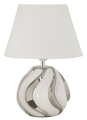 Lampada da tavolo bianca e argento onde diametro 30x42  42223