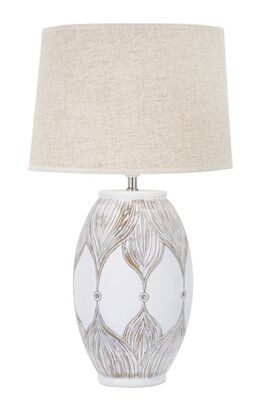 Lampada da tavolo con base decorata e paralume grezzo 38x67  42234