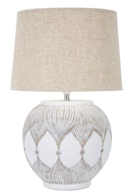Lampada da tavolo grande resina tonda paralume grezzo 38x59  42232