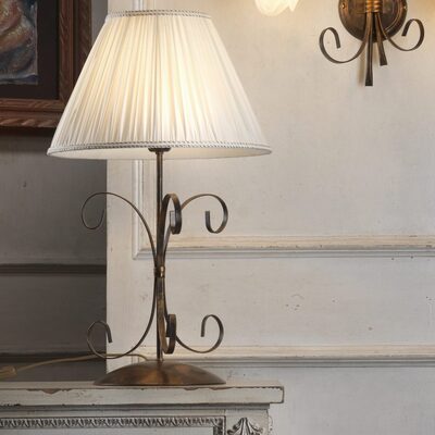 Lampada da tavolo decorativa grande 57cm bronzo sfumato con paralume pliss&egrave; 43648 LUCI CLASSICHE