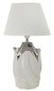Lampada da tavolo ceramica bianca a fiore e dettagli argento 30x51  42222
