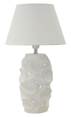 Lampada tavolo base ceramica bianca lavorazione ondulata 30x52  42225