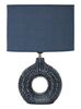 Lampada da tavolo in ceramica ovale anello blu con paralume navy 28,5x15x43  44015