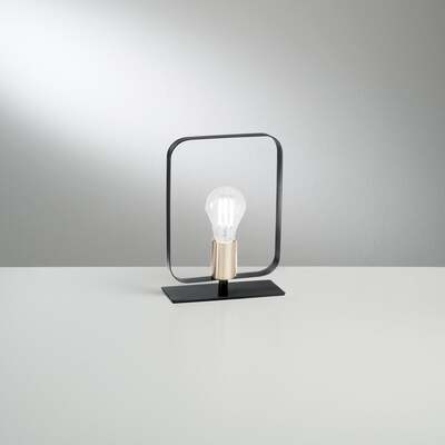 Lampada da tavolo poco profonda cornice di luce nera e oro geometrica  45568