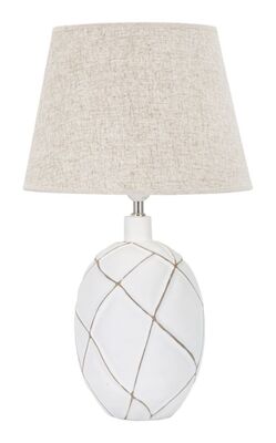 Lampada da tavolo decoro rigato base resina paralume 35x60  42236