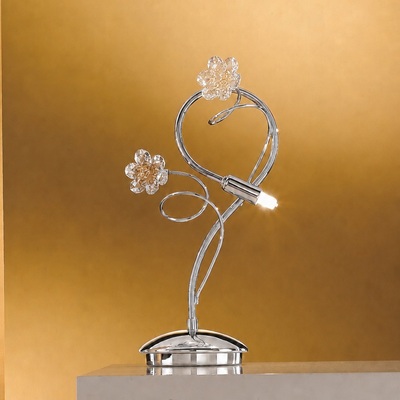 Lampada da tavolo curve avvolte fiori cristallo cromata 02555/L-CF TESSA DUE P