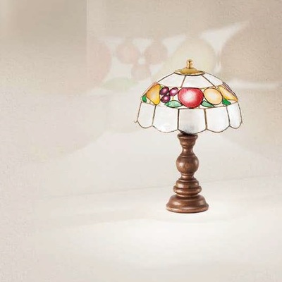 Lampada tavolo abatjour decoro frutta in madreperla base legno 40192 B388--H5502 PERENZ