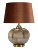 Lampada da tavolo toni bronzati sofisticati sferica rigata e paralume marrone diametro 40,5x57  4401
