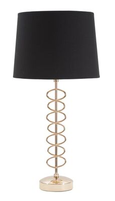 Lampada da tavolo grande curve dorate paralume nero 30x61,5cm  40848