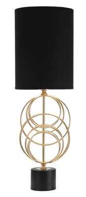 Lampada da tavolo grande intreccio cerchi oro nero 22,5x65cm  40813