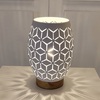 Lampada da tavolo intagli metallo bianco e legno  41825