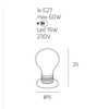 Misure Lampada da tavolo a forma di lampadina vetro bianco