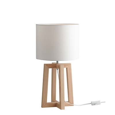 Lampada da tavolo da arredo particolare base in legno naturale comodino abat jour 41892 LUCI MODERNE