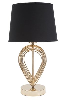 Lampada tavolo media decoro fili oro paralume nero 44cm  40845
