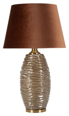 Lampada alta 79 cm in vetro bronzato rigato con paralume ttoni bronzati diametro 45,5  44018
