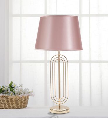 Lampada tavolo decoro metallo oro paralume rose gold alta 64cm  40842