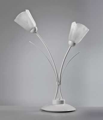 Lampada da tavolo metallo bianca 2 luci a fiore 41276 LUCI MODERNE