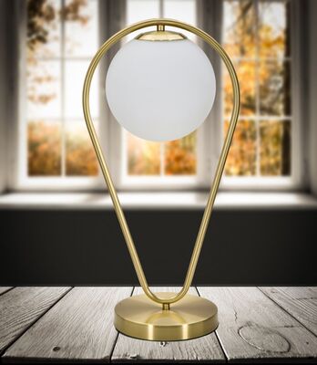 Lampada da tavolo con sfera decoro oro in metallo  40841