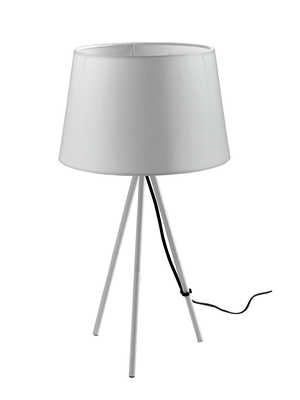 Lampada tavolo o comodino treppiedi in metallo bianco con paralume 41886 LUCI MODERNE