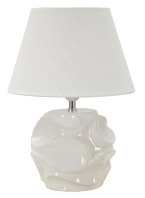 Lampada da tavolo bianca lavorazione in ceramica ondulata 30x42  42226