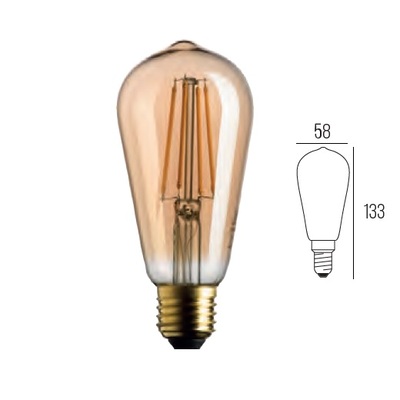 Lampadina decorativa ambrata a LED 7W = 55W E27 2500K luce calda 40036 LUCI E COLORI