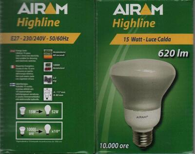 Lampadina 15W E27 luce calda R80 15W E27 2700K faretto R80 AR801527C AIRAM