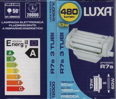 Lampadina R7S basso consumo 13W 78MM 6500K 53984 LUCI E COLORI