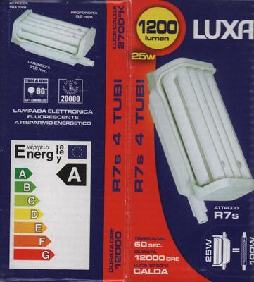 Lampadina basso consumo R7S 118MM 25W 2700K 51430 LUCI E COLORI