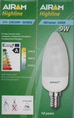 Lampadina E14 luce fredda 9W tortiglione ATT9M1C AIRAM