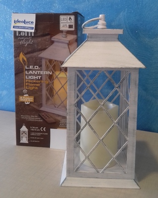 Lanterna con candela LED luce fissa o effetto fiamma regolabile 34cm 36611 LUCI E COLORI