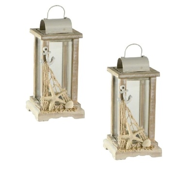 Coppia di lanterne beige con rete da pesca  38809