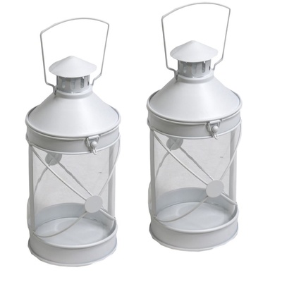 Tre lanterne rotonde in metallo bianco 38811 COLORI E LUCI