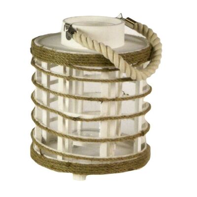 Lanterna rotonda bianca con corda 21x27cm - set da 2 pezzi 38824 COLORI E LUCI