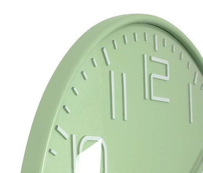 Orologio da parete verde moderno 36 cm silenzioso con numeri grandi e vetro frontale  43787