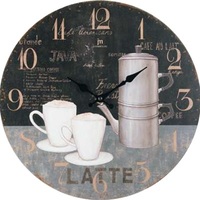 Orologio da parete grigio con scritta latte e caffettiera 33,5cm 21532 LOWELL