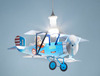 Lampadario a forma di aereo azzurro BIPLANO 93/B LINEA ZERO