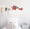 Lampadario camera bambini aereo 3 luci E14 con sfere in vetro e rosone a nuvola AVION SP3 ROSSO IDEA