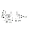 Misure di Applique vetro soffiato chandelier 2 luci verso alto  42778