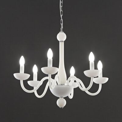 Lampadario chandelier bianco in vetro soffiato 6 braccia  42776