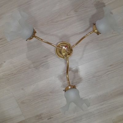 Plafoniera classica oro lucido 3 bracci e vetri ondulati 35292 LUCI DORATE