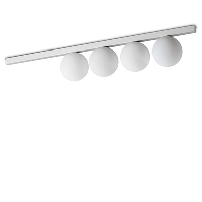 Plafoniera applique 4 sferette su linea design bianca BINOMIO PL4 BIANCO IDEAL LUX