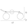 Immagine aggiuntiva di Asta applique o plafoniera con due sfere orientabili trasparenti  41780