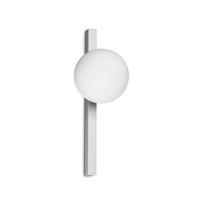 Applique o plafoniera decorativa verticale 33cm bianca sferetta vetro BINOMIO AP1 BIANCO IDEAL LUX